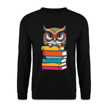 Livres Hibou Mignon Livre Illustration Littérature - Sweat-shirt Unisexe - noir - Devant - Alina (178cm) & Michal (187cm)
