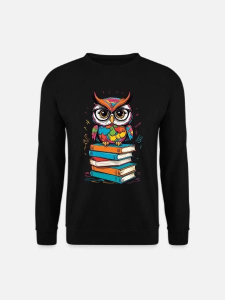 Livres hibou hibou amant mignon livre illustration - Sweat-shirt Unisexe - noir