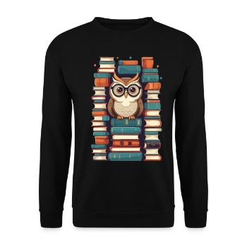 Books Owl Cute Book Illustration Reading Owl - Unisex Sweatshirt - black - Front - Alina (178cm) & Michal (187cm)
