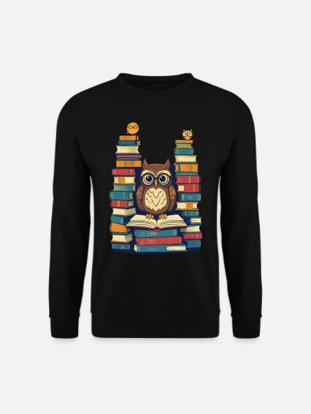 Bücher Eule Für Eulen Liebhaber Leseratte - Unisex Pullover - Schwarz