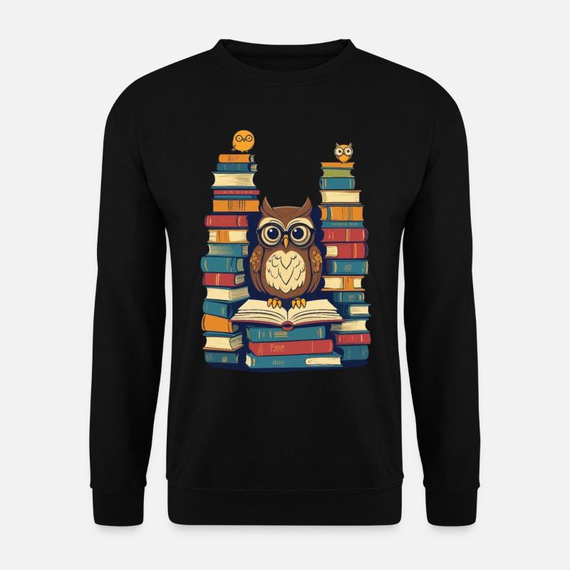 Bücher Eule Für Eulen Liebhaber Leseratte - Unisex Pullover - Schwarz