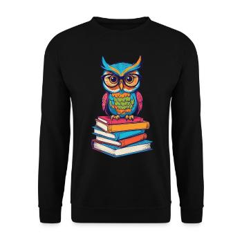 Books Owl Reading Owl Literature Book Love - Unisex Sweatshirt - black - Front - Alina (178cm) & Michal (187cm)