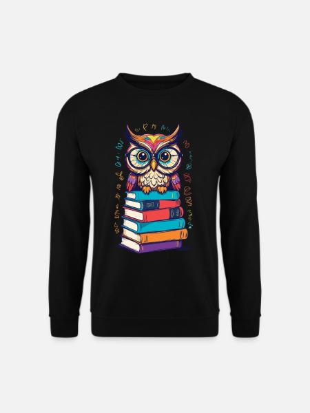Bücher Eule Begeisterte Leseratte Niedlicher - Unisex Pullover - Schwarz