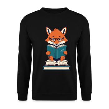 Niedlicher Buch Liebhaber Lustiger Bücherwurm - Unisex Pullover - Schwarz - Vorne - Alina (178cm) & Michal (187cm)