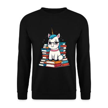 Mignon rat de bibliothèque licorne Créatures mythiques magiques - Sweat-shirt Unisexe - noir - Devant - Alina (178cm) & Michal (187cm)