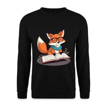 Renard mignon amoureux des livres avec des lunettes - Sweat-shirt Unisexe - noir - Devant - Alina (178cm) & Michal (187cm)