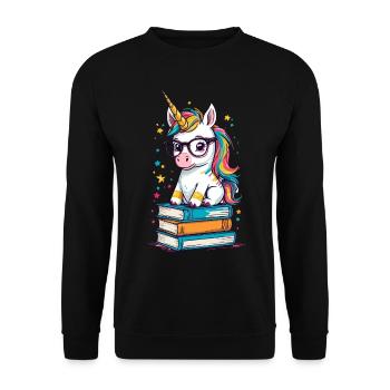 Einhorn Fantasie Geschichten Süßer Einhorn - Unisex Pullover - Schwarz - Vorne - Alina (178cm) & Michal (187cm)
