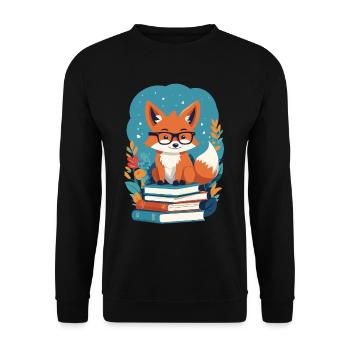 Niedlicher Buch Liebhaber Lustiger Bücherwurm - Unisex Pullover - Schwarz - Vorne - Alina (178cm) & Michal (187cm)
