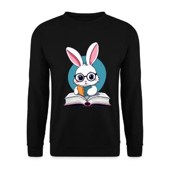 Lapin de lecture rat de bibliothèque parfait lapin - Sweat-shirt Unisexe - noir - Devant - Alina (178cm) & Michal (187cm)