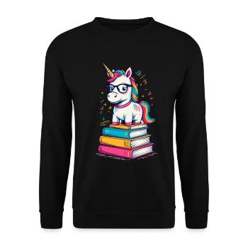 Cute Unicorn Bookworm Magical Unicorns - Unisex Sweatshirt - black - Front - Alina (178cm) & Michal (187cm)
