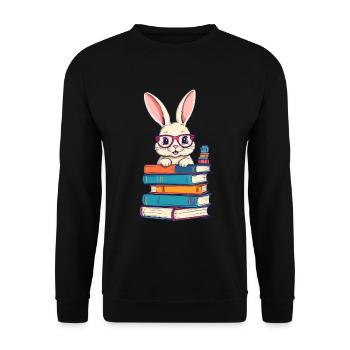Lapin de lecture passionné de livres parfait - Sweat-shirt Unisexe - noir - Devant - Alina (178cm) & Michal (187cm)