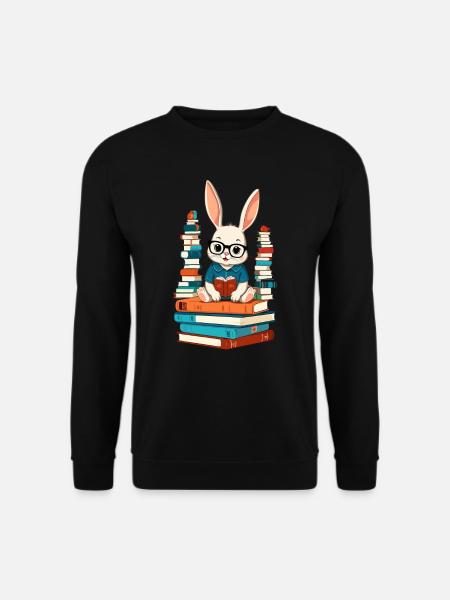Reading bunny Enthusiastic book lover - Unisex Sweatshirt - black