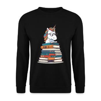 Mignon rat de bibliothèque licorne lecture imaginative - Sweat-shirt Unisexe - noir - Devant - Alina (178cm) & Michal (187cm)