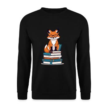 Renard mignon amoureux des livres avec des lunettes - Sweat-shirt Unisexe - noir - Devant - Alina (178cm) & Michal (187cm)