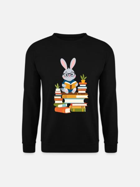 Reading bunny Enthusiastic book lover - Unisex Sweatshirt - black