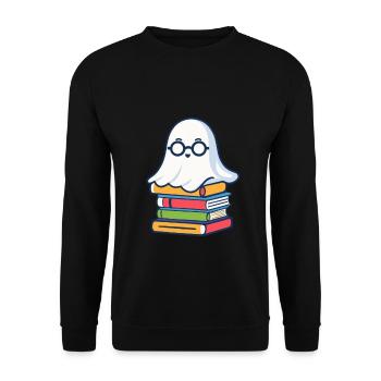 Book Lover Style Reading Halloween Ghost - Unisex Sweatshirt - black - Front - Alina (178cm) & Michal (187cm)
