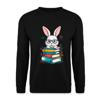 Reading Bunny Funny Books Reading Design - Unisex Sweatshirt - black - Front - Alina (178cm) & Michal (187cm)