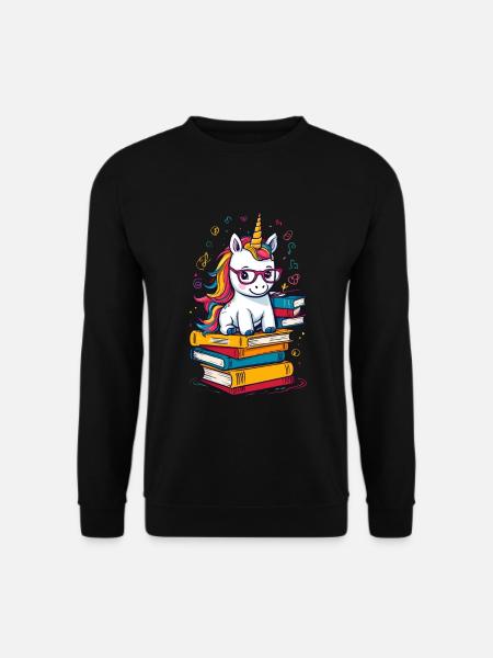 Unicorn Fantasy Stories Cute Bookworm - Unisex Sweatshirt - black