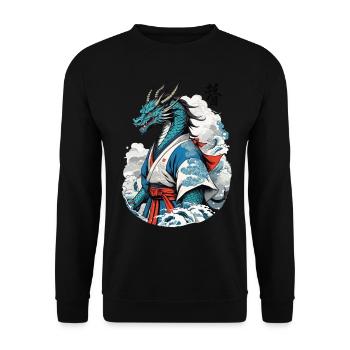 Dragon Samurai Vintage Ukiyo-e Style - Unisex Sweatshirt - black - Front - Alina (178cm) & Michal (187cm)