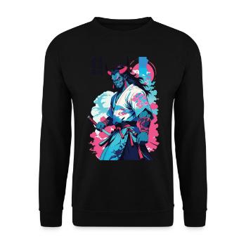 Samouraï Oni Yokai Esthétique Style Vaporwave - Sweat-shirt Unisexe - noir - Devant - Alina (178cm) & Michal (187cm)
