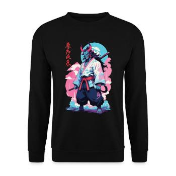 Samouraï Oni Yokai Esthétique Style Vaporwave - Sweat-shirt Unisexe - noir - Devant - Alina (178cm) & Michal (187cm)