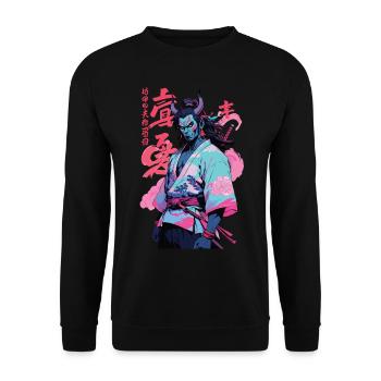 Samouraï Oni Yokai Esthétique Style Vaporwave - Sweat-shirt Unisexe - noir - Devant - Alina (178cm) & Michal (187cm)