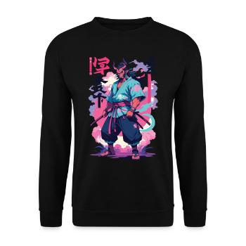 Samouraï Oni Yokai Esthétique Style Vaporwave - Sweat-shirt Unisexe - noir - Devant - Alina (178cm) & Michal (187cm)