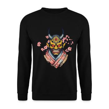 Oni Demons Mask Japanese Demon Culture Yokai - Unisex Sweatshirt - black - Front - Alina (178cm) & Michal (187cm)