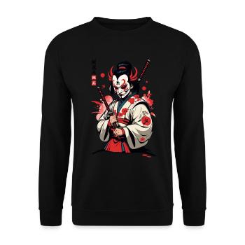 Oni Demons Mask Samurai Japanese Demon Culture - Unisex Sweatshirt - black - Front - Alina (178cm) & Michal (187cm)
