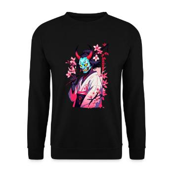 Oni Samouraï Vaporwave Esthétique Démon Japonais - Sweat-shirt Unisexe - noir - Devant - Alina (178cm) & Michal (187cm)
