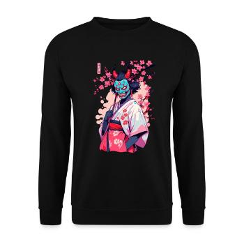 Oni Samouraï Vaporwave Esthétique Japon Culture - Sweat-shirt Unisexe - noir - Devant - Alina (178cm) & Michal (187cm)