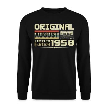 August 1958 - Born August 1958 Built August 1958 - Unisex Sweatshirt - black - Front - Alina (178cm) & Michal (187cm)