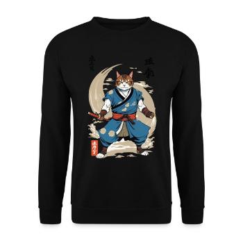 Samurai Cat Vintage Ukiyo-E Japanese - Unisex Sweatshirt - black - Front - Alina (178cm) & Michal (187cm)