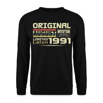 August 1991 - Born in August 1991 Built in August 1991 - Unisex Sweatshirt - black - Front - Alina (178cm) & Michal (187cm)