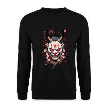 Oni Demon Mask Samurai Aesthetic Yokai - Unisex Sweatshirt - black - Front - Alina (178cm) & Michal (187cm)
