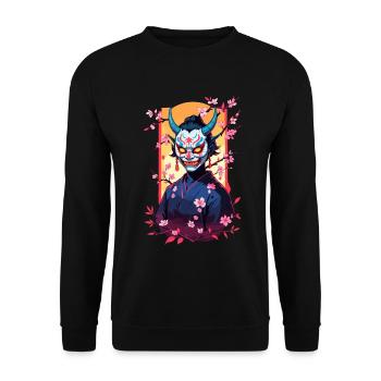 Oni Samouraï Vaporwave Esthétique Japon Culture - Sweat-shirt Unisexe - noir - Devant - Alina (178cm) & Michal (187cm)
