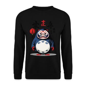 Japonais Daruma Esthétique Yokai Vintage Design - Sweat-shirt Unisexe - noir - Devant - Alina (178cm) & Michal (187cm)