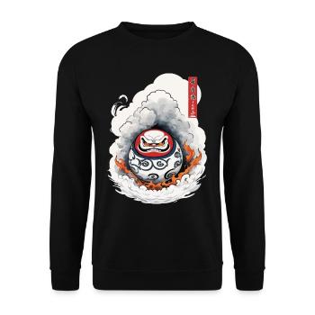 Japonais Daruma Esthétique Vintage Yokai Design - Sweat-shirt Unisexe - noir - Devant - Alina (178cm) & Michal (187cm)