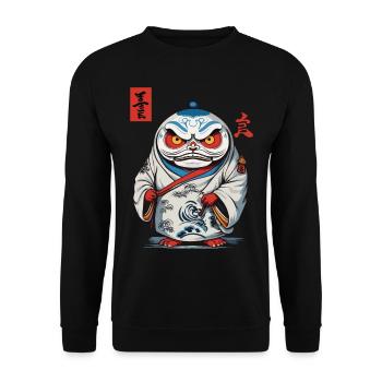 Japanese Daruma Aesthetic Yokai Vintage - Unisex Sweatshirt - black - Front - Alina (178cm) & Michal (187cm)