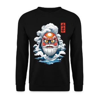 Japanese Daruma Aesthetic Vintage Yokai - Unisex Sweatshirt - black - Front - Alina (178cm) & Michal (187cm)