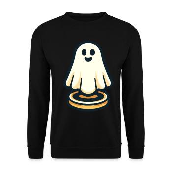 Funny Vintage Ghost Retro Art Style Halloween - Unisex Pullover - Schwarz - Vorne - Alina (178cm) & Michal (187cm)