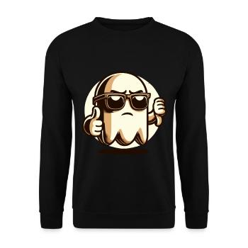Cool Ghost Funny Halloween Party Design - Unisex Sweatshirt - black - Front - Alina (178cm) & Michal (187cm)