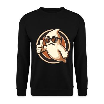 Cool Ghost Gives Proper Respect Halloween Party - Unisex Sweatshirt - black - Front - Alina (178cm) & Michal (187cm)
