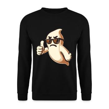 Cool Ghost Lustiger Halloween Party Spass - Unisex Pullover - Schwarz - Vorne - Alina (178cm) & Michal (187cm)