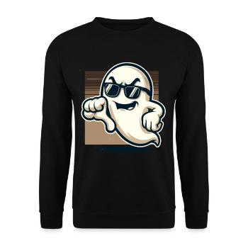 Cool Ghost Gives Thumbs Down Funny Halloween - Unisex Sweatshirt - black - Front - Alina (178cm) & Michal (187cm)