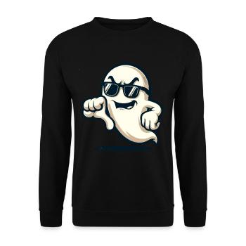 Cool Ghost Gives Thumbs Down Funny Halloween - Unisex Sweatshirt - black - Front - Alina (178cm) & Michal (187cm)