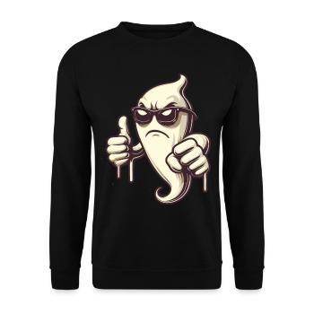 Cool Ghost Gives Proper Respect Halloween - Unisex Sweatshirt - black - Front - Alina (178cm) & Michal (187cm)