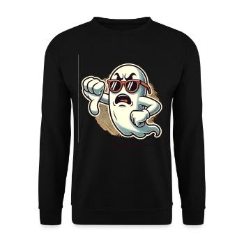 Cool Ghost gives thumbs down Halloween ghost - Unisex Sweatshirt - black - Front - Alina (178cm) & Michal (187cm)