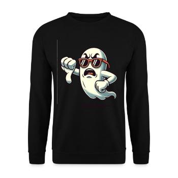 Cool Ghost Gives Thumbs Down Funny Halloween - Unisex Sweatshirt - black - Front - Alina (178cm) & Michal (187cm)