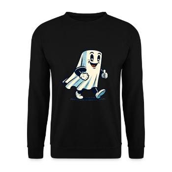 Funny Vintage Ghost Retro Art Style - Unisex Pullover - Schwarz - Vorne - Alina (178cm) & Michal (187cm)